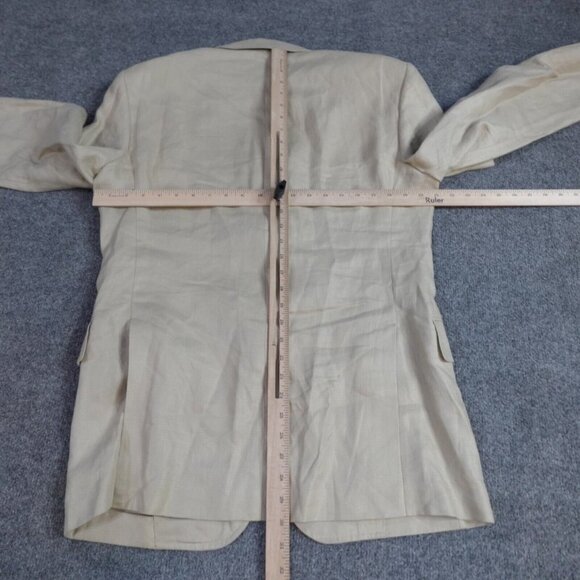 Faconnable Sport Coat 40R Beige Solid 100% Linen 3 Button Half Lined - Picture 5 of 11